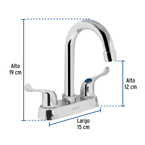 Mezcladora 4' para lavabo, cuello bar, manerales palanca | M-060P | 49280