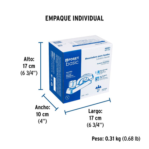 Mezcladora 4' lavabo, ABS, hexagonal, BASIC | MP-048 | 49281