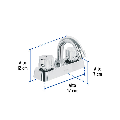 Mezcladora 4' lavabo, ABS, cuello curvo, hexagonal, BASIC | MP-050 | 49282