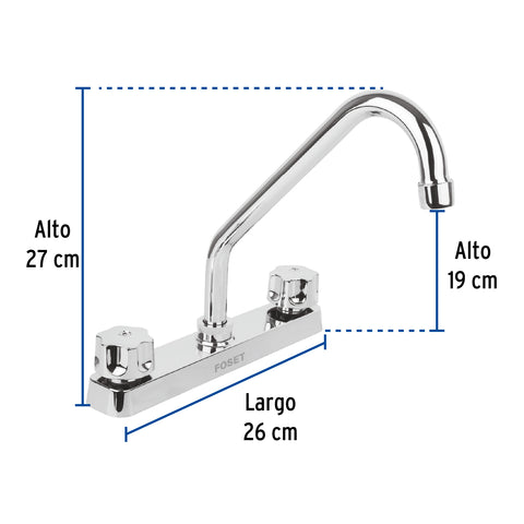 Mezcladora 8' fregadero, ABS, cuello largo, hexagonal, BASIC | FP-318 | 49283
