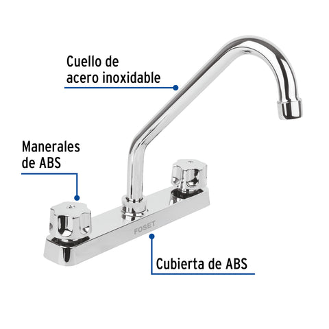 Mezcladora 8' fregadero, ABS, cuello largo, hexagonal, BASIC | FP-318 | 49283