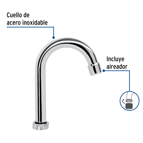 Cuello tipo bar para mezcladora de lavabo, cromo, BASIC | CRB-060 | 49285