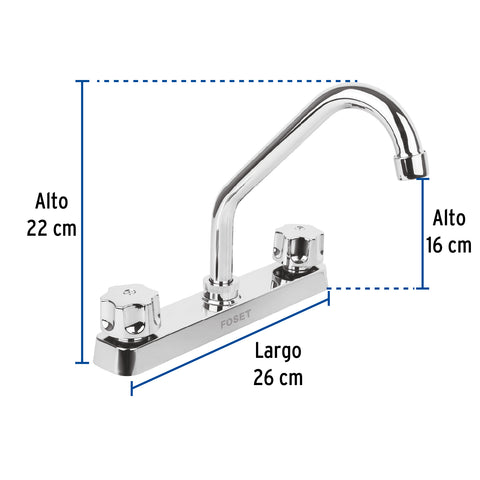 Mezcladora 8' fregadero, ABS, cuello corto, hexagonal, BASIC | FP-317 | 49289