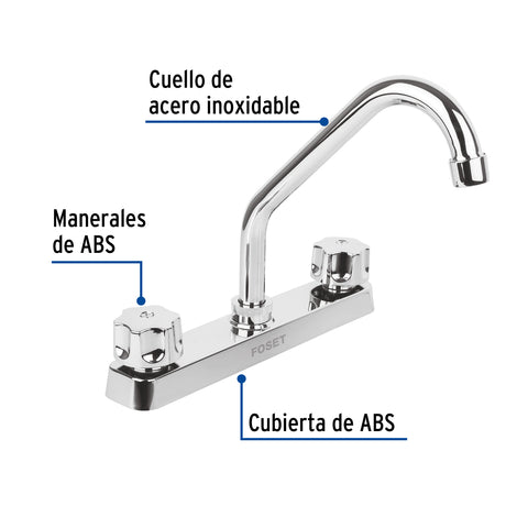 Mezcladora 8' fregadero, ABS, cuello corto, hexagonal, BASIC | FP-317 | 49289