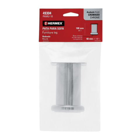 Pata para sofa y mueble, cromo, 100 mm altura, HERMEX | PAMU-10 | 49304