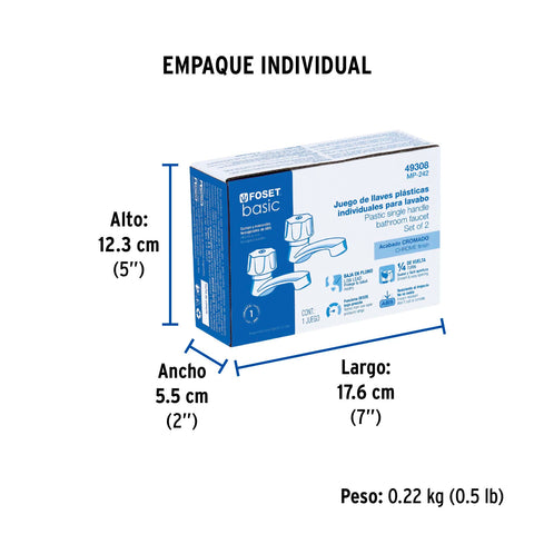 Juego llaves individuales lavabo, ABS, hexagonal, BASIC | MP-242 | 49308