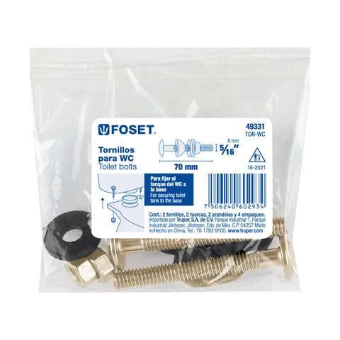 Bolsa con 2 tornillos 5/16' x 70 mm para tanque de WC a base | TOR-WC | 49331