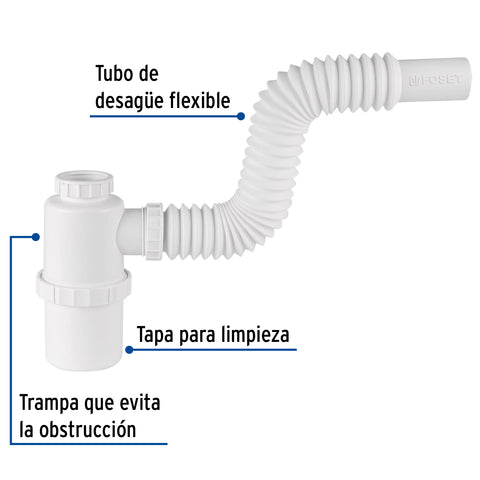 Céspol de bote 1-1/2', s/contra, polipropileno, p/fregadero | CE-293 | 49334