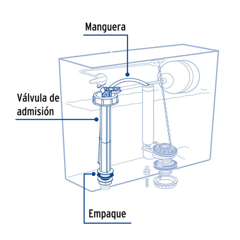 Válvula de llenado de plástico para tanque bajo, FOSET | VW-017 | 49343