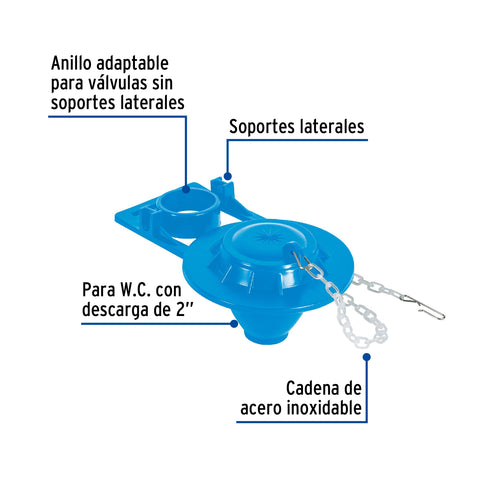 Sapo 2' para WC, PVC, azul, cadena plástica, FOSET | SA-006 | 49346