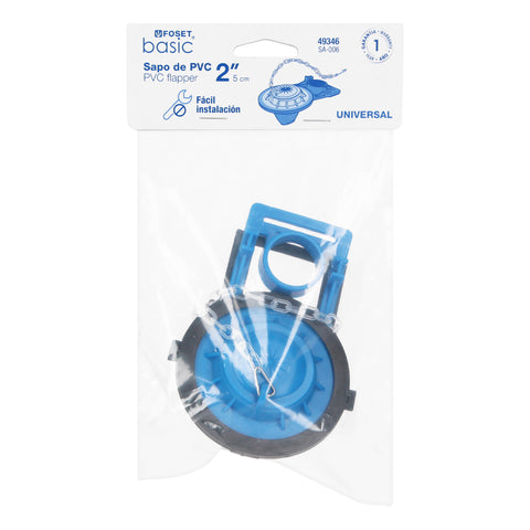 Sapo 2' para WC, PVC, azul, cadena plástica, FOSET | SA-006 | 49346