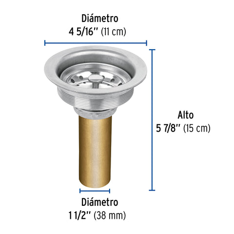 Contracanasta 3-1/2' inox, tubo latón, FOSET | CO-813 | 49352