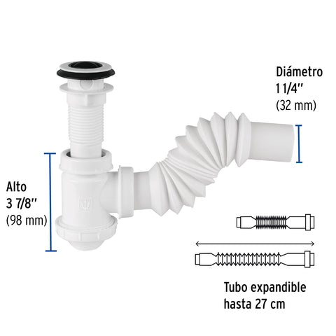 Céspol de bote 1-1/4', contra, polipropileno, para lavabo | CE-218 | 49366