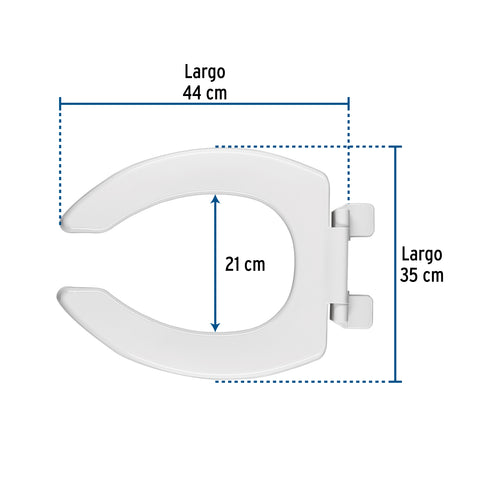 Asiento alargado sin tapa para taza fluxómetro, blanco,FOSET | AFWC-45B | 49368