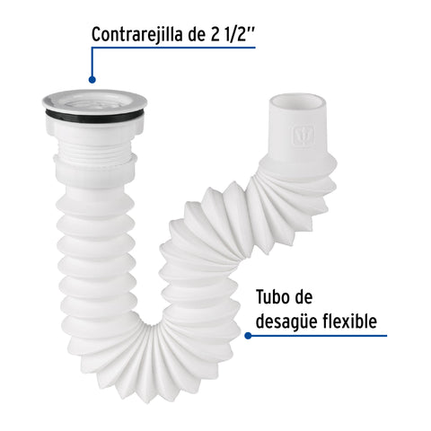 Céspol flexible 1 1/2', contra, polipropileno para fregadero | CE-233 | 49370