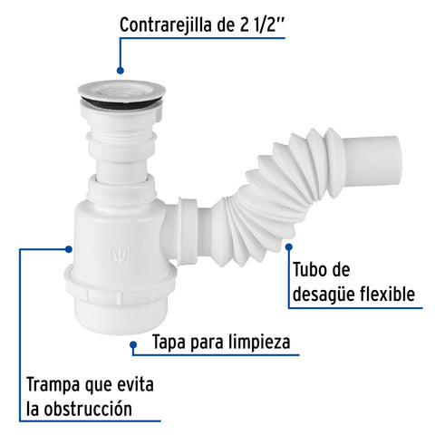 Céspol de bote 1 1/2', contra, polipropileno, para fregadero | CE-291 | 49371