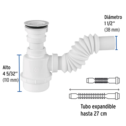 Céspol de bote 1 1/2', contra, polipropileno, para fregadero | CE-291 | 49371