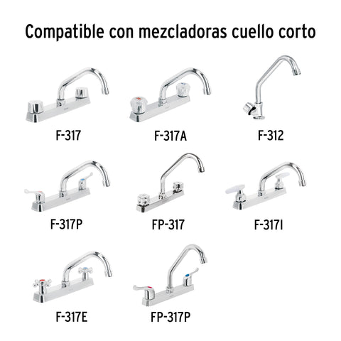 Cuello corto para mezcladora de fregadero, cromo, BASIC | CR-317 | 49375