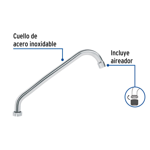 Cuello largo para mezcladora de fregadero, cromo, BASIC | CR-318 | 49376