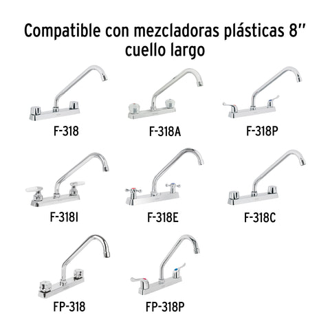Cuello largo para mezcladora de fregadero, cromo, BASIC | CR-318 | 49376