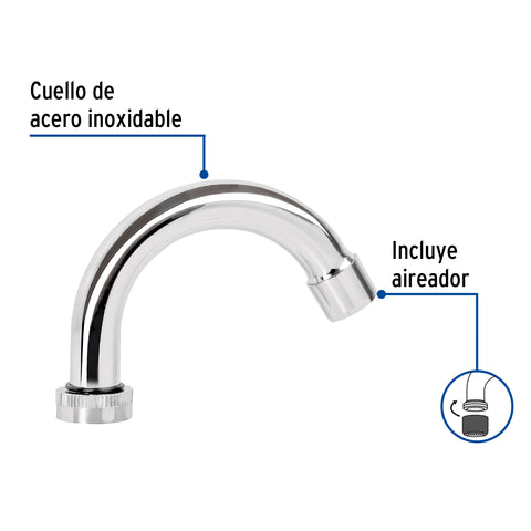 Cuello curvo para mezcladora de lavabo, cromo, BASIC | CR-050 | 49377