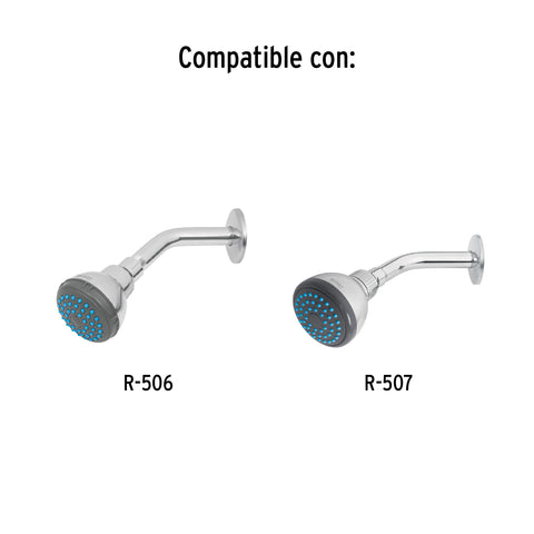Brazo de acero cromado y chapetón de acero inox p/regadera | BCH-500 | 49378