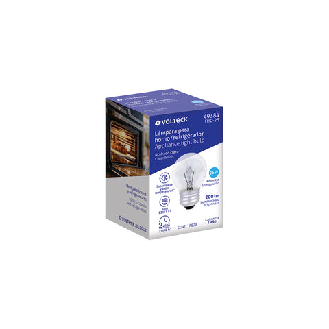 Foco incandescente 25W para horno/refrigerador, transparente | FHO-25 | 49384