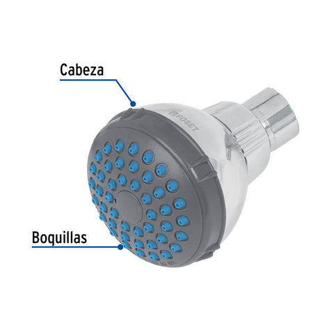 Regadera redonda de ABS 2-1/2' gris-cromo sin brazo, BASIC | R-506S | 49412