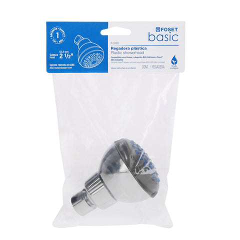 Regadera redonda de ABS 2-1/2' gris-cromo sin brazo, BASIC | R-506S | 49412