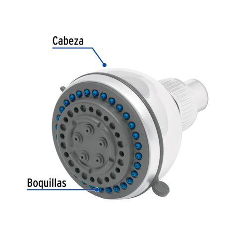 Regadera redonda 3-1/4', 5 funciones, sin brazo, FOSET AQUA | R-508S | 49415
