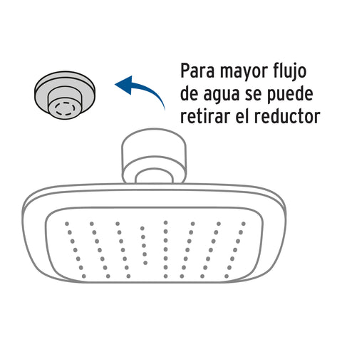 Regadera cuadrada 6', ABS, sin brazo, cromo, AERO | R-511S | 49453