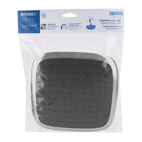 Regadera cuadrada 6', ABS, sin brazo, cromo, AERO | R-511S | 49453