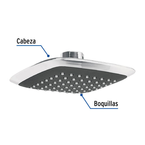 Regadera cuadrada 8', ABS, sin brazo, cromo, AERO | R-510S | 49454