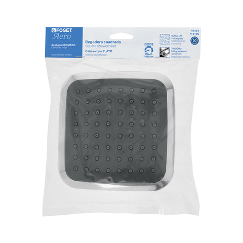 Regadera cuadrada 8', ABS, sin brazo, cromo, AERO | R-510S | 49454