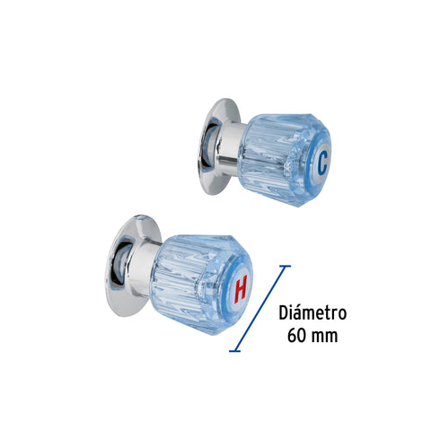 Juego de 2 manerales acrílico azul para regadera, BASIC | MR-200Z | 49461