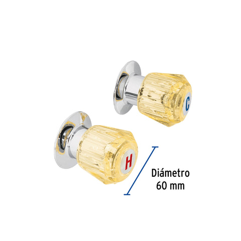 Juego de 2 manerales acrílico ámbar para regadera, BASIC | MR-200A | 49462