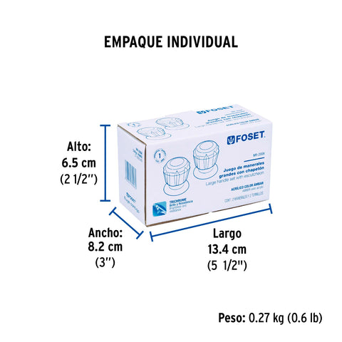 Juego de 2 manerales acrílico ámbar para regadera, BASIC | MR-200A | 49462