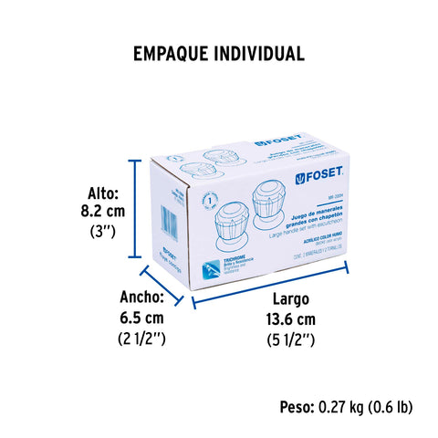 Juego de 2 manerales acrílico humo para regadera, BASIC | MR-200H | 49463