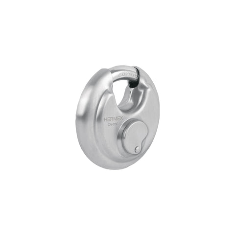 Candado circular acero inox, cilindro latón, 70 mm | CA-70C | 49473
