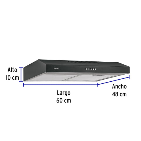Campana extractora 60 cm, empotrable, negra, FOSET | CAME-60M | 49488