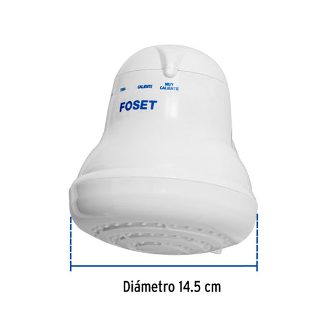 Regadera eléctrica, 4 temperaturas, 14.5cm, blanca, FOSET | REGEL-4 | 49491