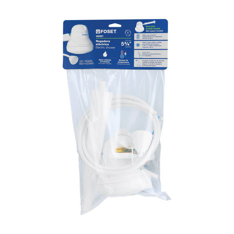 Regadera eléctrica, 4 temperaturas, 14.5cm, blanca, FOSET | REGEL-4 | 49491