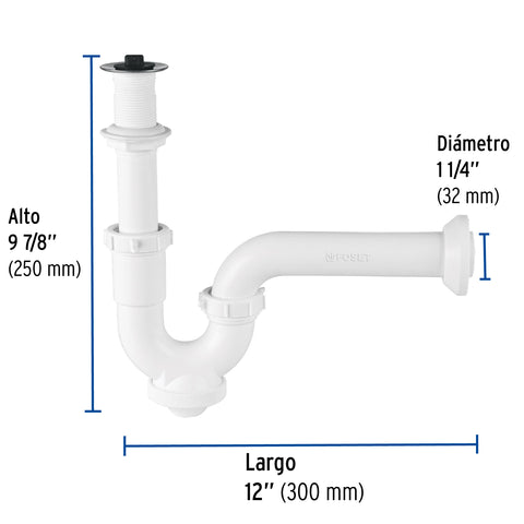 Céspol rígido 1-1/4', con contra, polipropileno, para lavabo | CE-234 | 49508