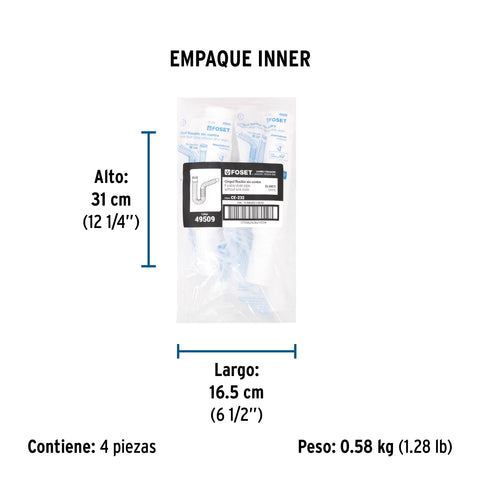 Céspol flexible, polietileno blanco, para lavabo y fregadero | CE-232 | 49509