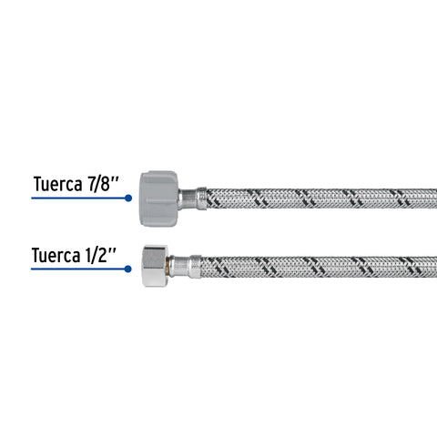 Manguera p/WC, acero inox, 1/2'x7/8', 35 cm, plástico/latón | FWC-P35X | 49510