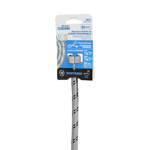 Manguera p/WC, acero inox, 1/2'x7/8', 35 cm, plástico/latón | FWC-P35X | 49510