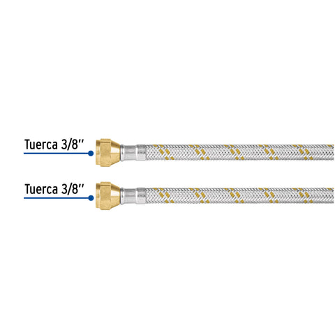 Manguera para gas, acero inox, 3/8' flare, 60 cm, FOSET | FGA-06X | 49514