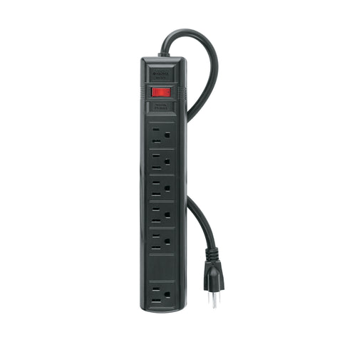 Multicontacto uso rudo 6 entradas sup. de picos 270 J, negro | MUL-627N | 49525