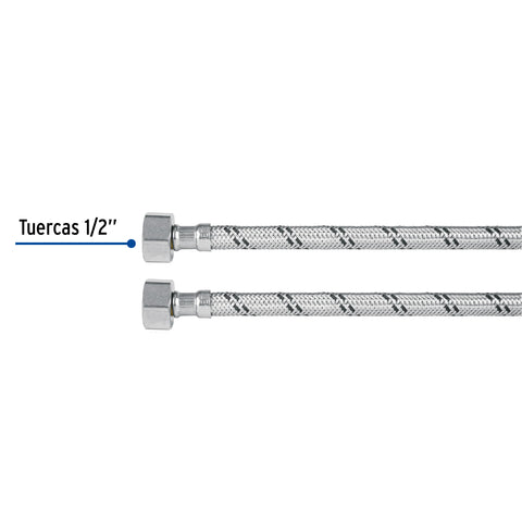 Manguera lavabo/fregadero, acero inox, 1/2' x 1/2', 100 cm | FFR-100X | 49526