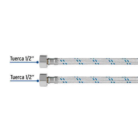 Manguera lavabo/fregadero, aluminio, 1/2' x 1/2', 100cm | FFR-100 | 49532
